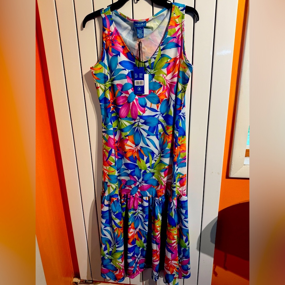 Caribbean Joe Dresses | Caribbean Joe Floral Maxi Tank Dress | UPF 50 | Size M